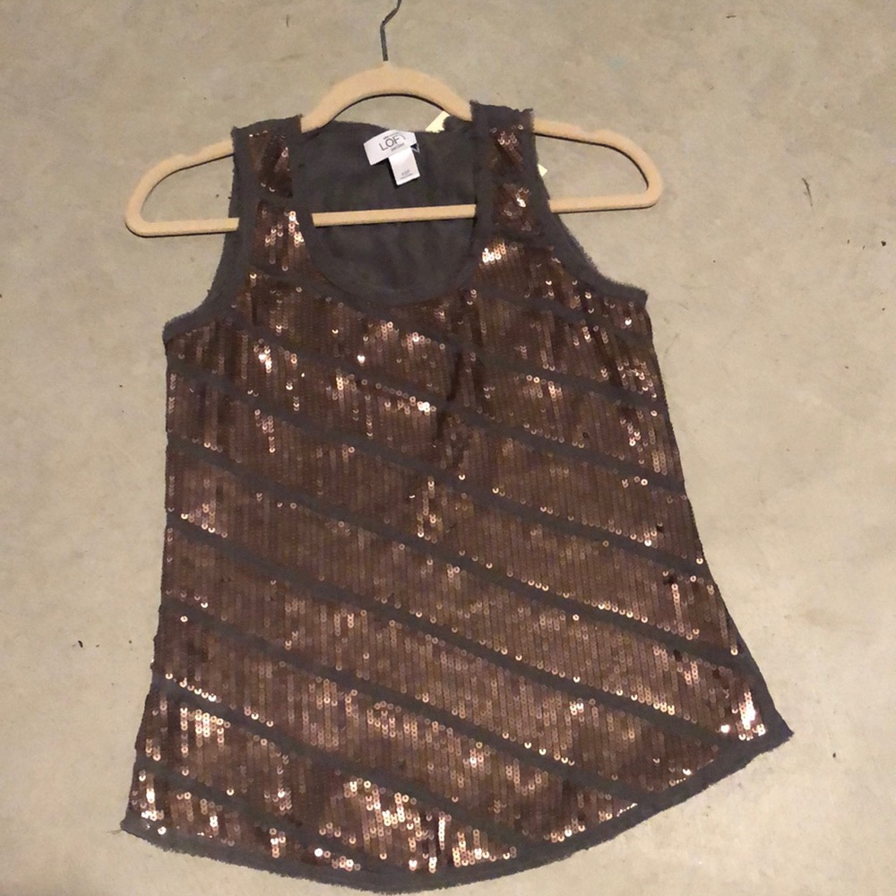 Grey/copper sequin tank